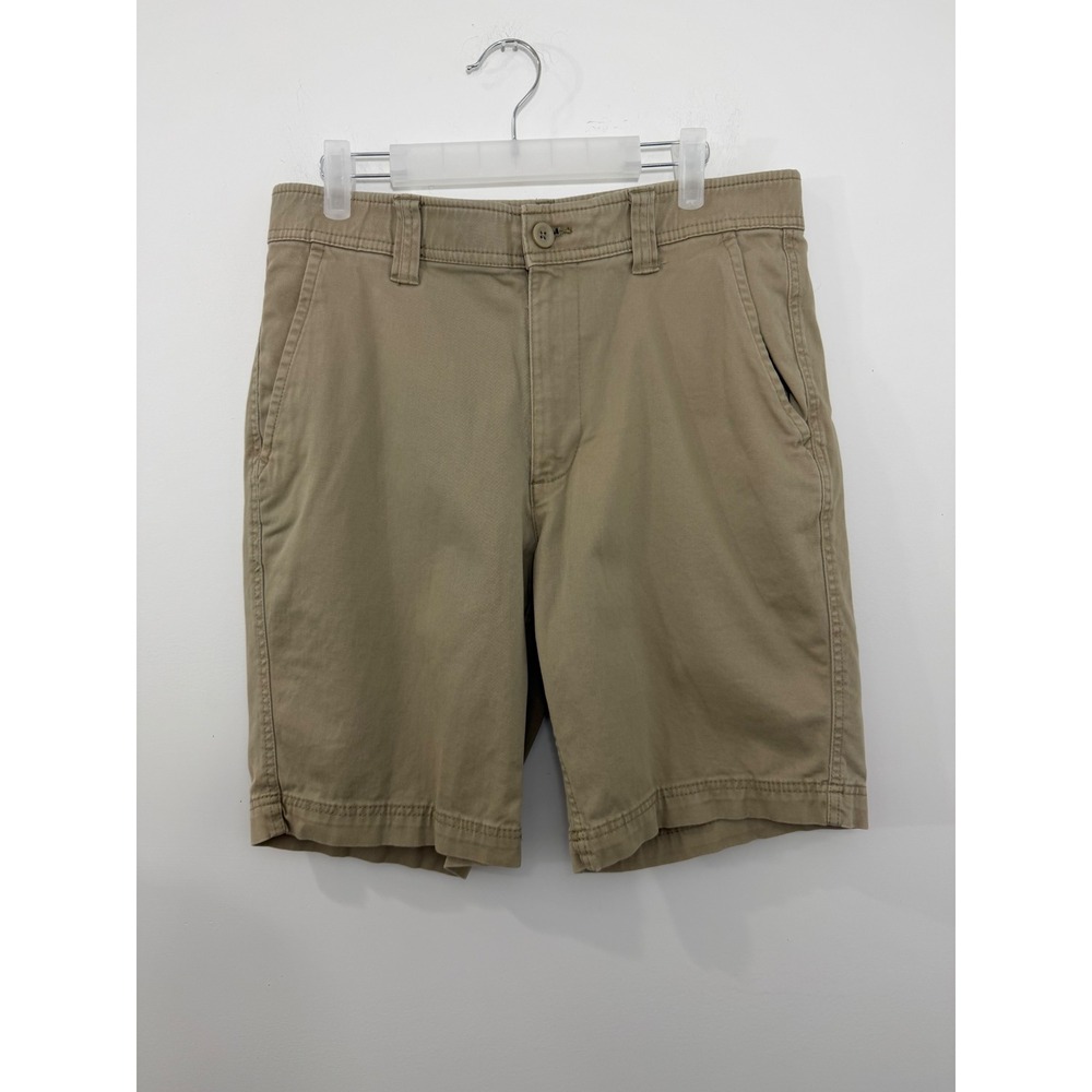 St Johns Bay Mens Chino Shorts 32 Tan Khaki Comfort Stretch Flat Front Cotton